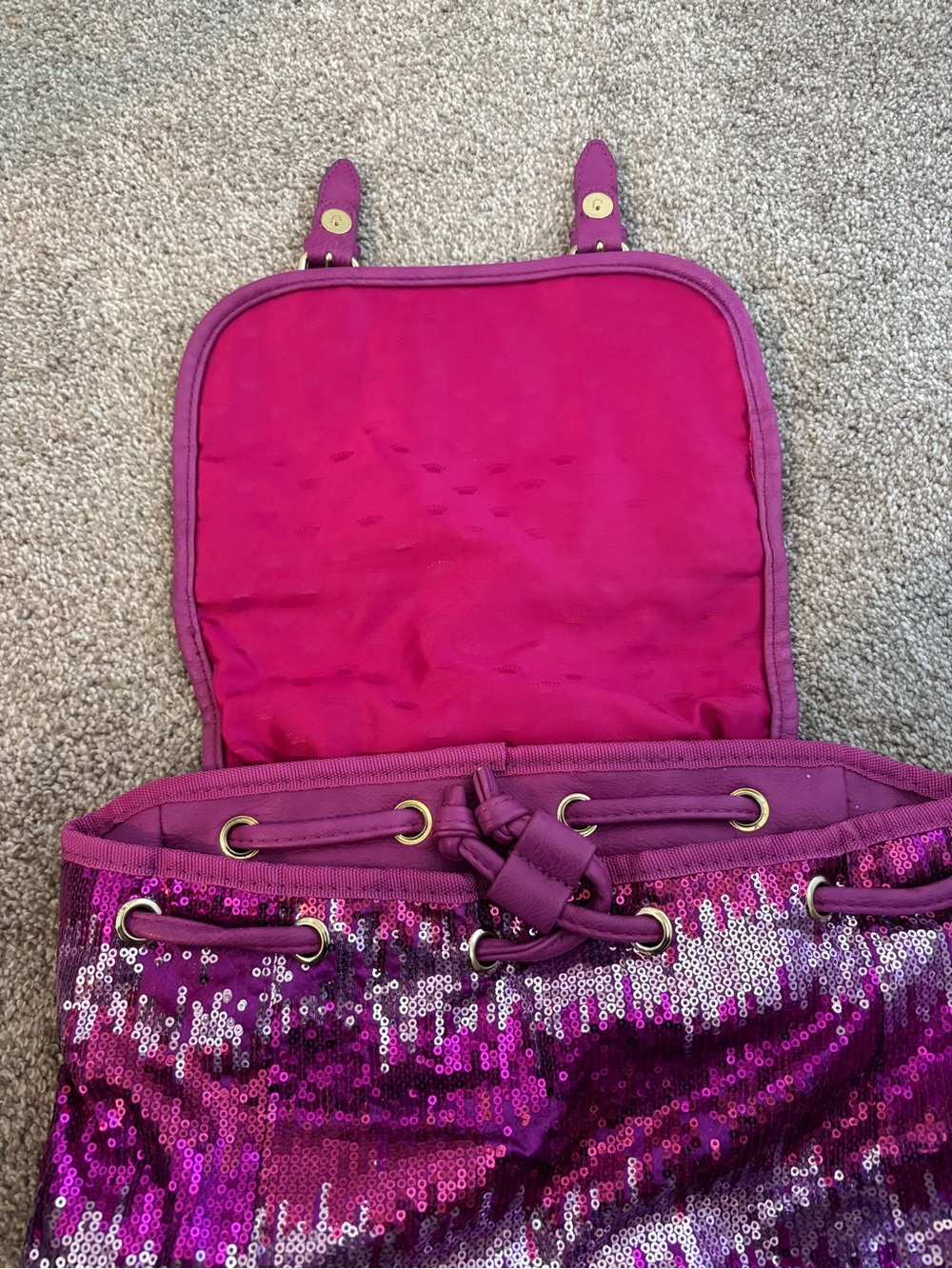 Juicy Couture Purple Sequin Backpack with Gold Plaque - Picture 3 of 5